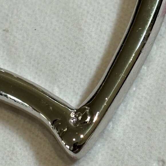 Vintage Silver Tone Clear rhinestone Heart Brooch - Picture 8 of 15